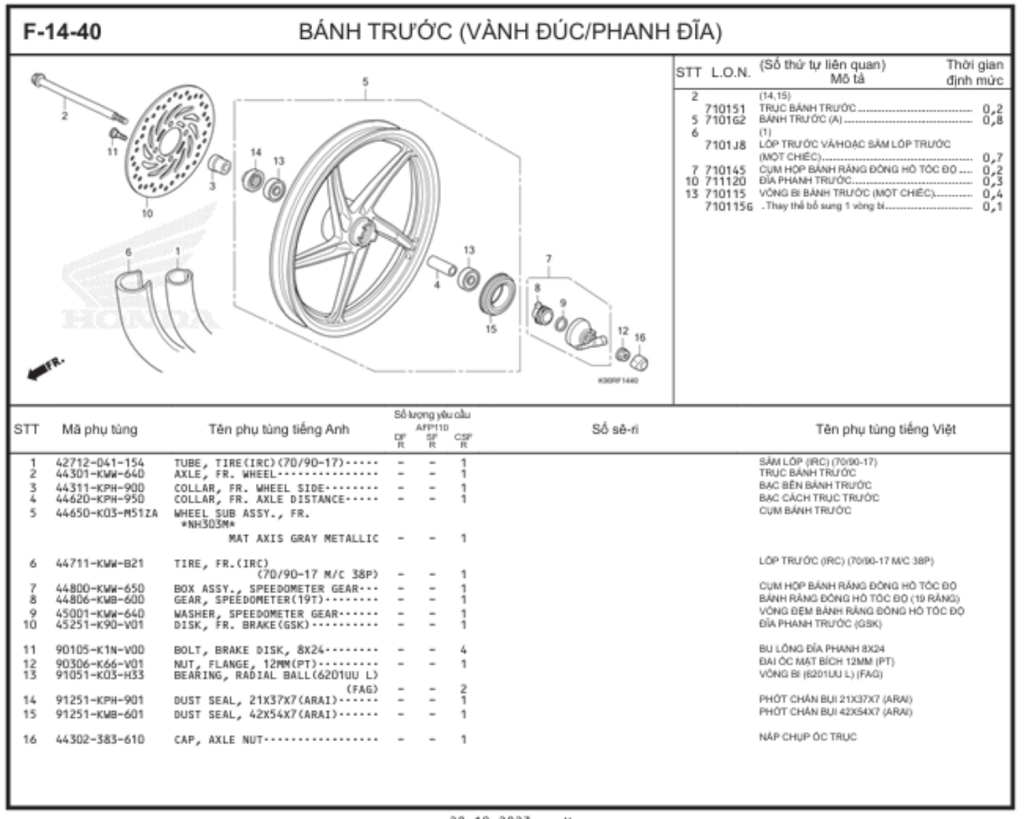 F-14-40 - BÁNH TRƯỚC (VÀNH ĐÚC/PHANH ĐĨA)